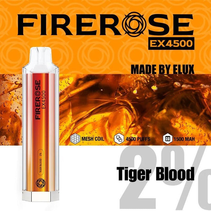 Firerose EX4500 By ELUX | Disposable Vape Pod Box of 10 - Vapingsupply