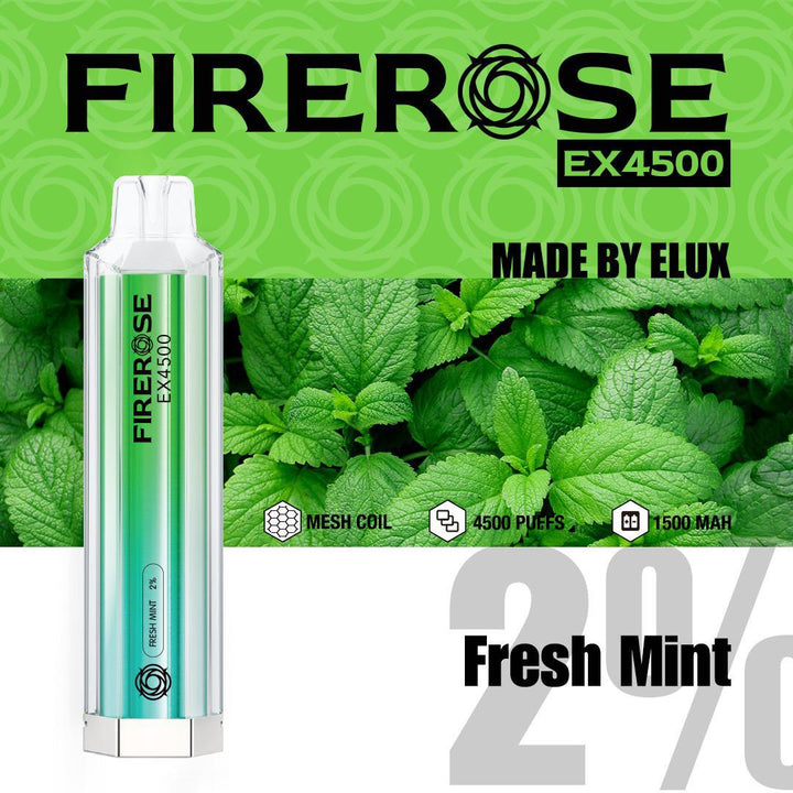 Firerose EX4500 By ELUX | Disposable Vape Pod Box of 10 - Vapingsupply