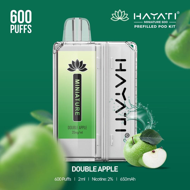 Hayati DISPOSABLE PODS Double Apple Hayati Miniature 600 Prefilled Pod Kit - Box of 10