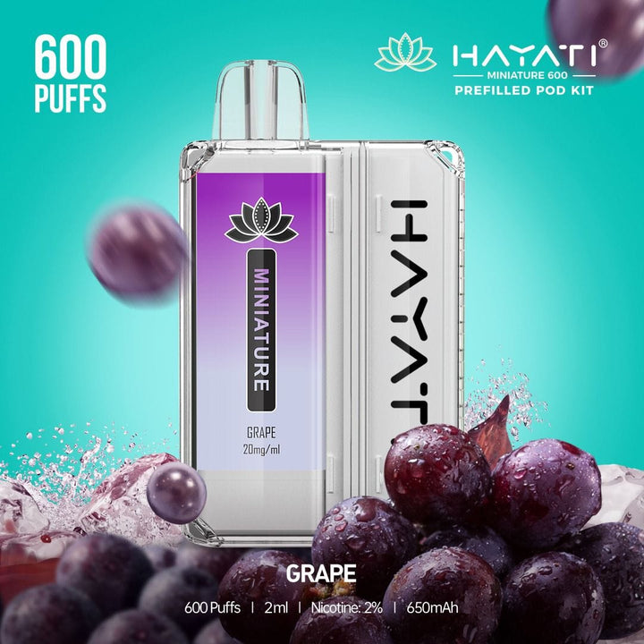 Hayati DISPOSABLE PODS Grape Hayati Miniature 600 Prefilled Pod Kit - Box of 10