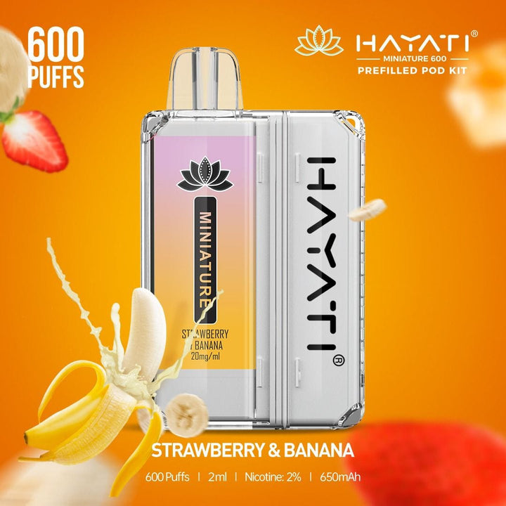 Hayati DISPOSABLE PODS Strawberry & Banana Hayati Miniature 600 Prefilled Pod Kit - Box of 10