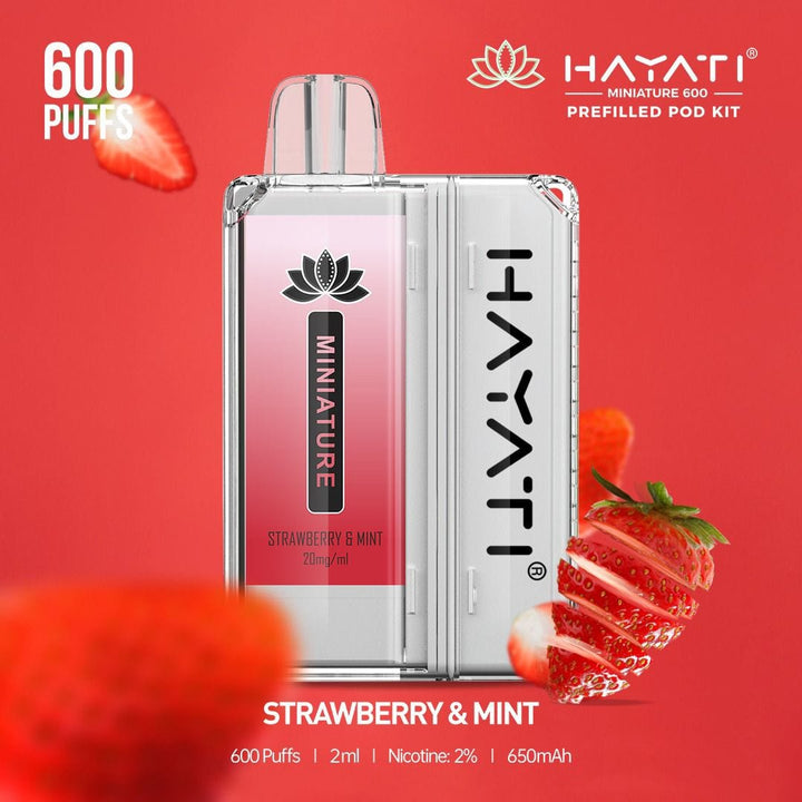 Hayati DISPOSABLE PODS Strawberry & Mint Hayati Miniature 600 Prefilled Pod Kit - Box of 10