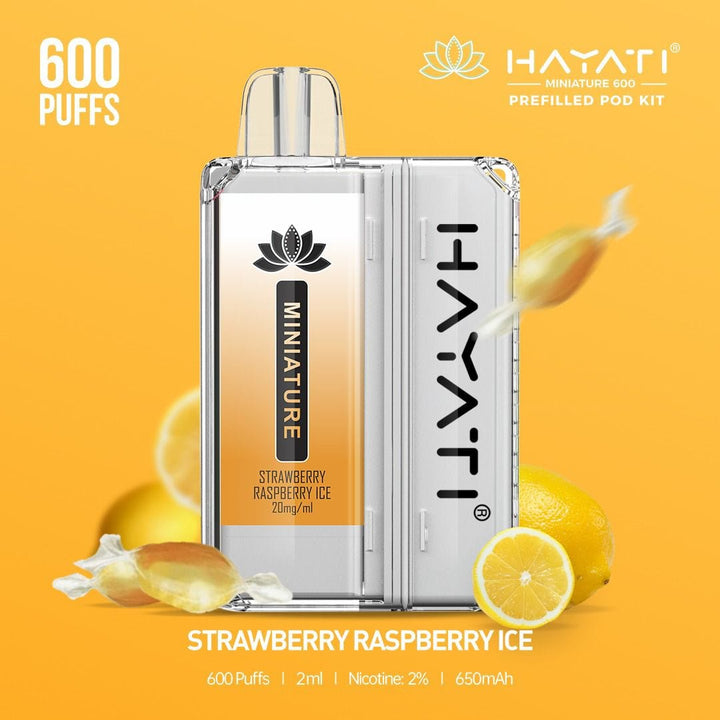 Hayati DISPOSABLE PODS Strawberry Raspberry Ice Hayati Miniature 600 Prefilled Pod Kit - Box of 10