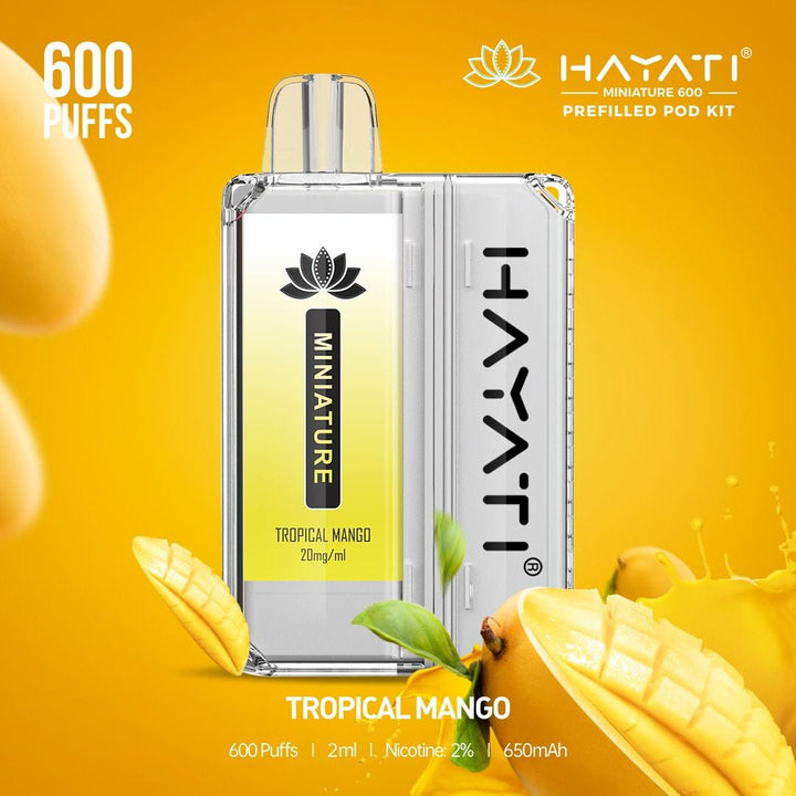 Hayati DISPOSABLE PODS Tropical Mango Hayati Miniature 600 Prefilled Pod Kit - Box of 10