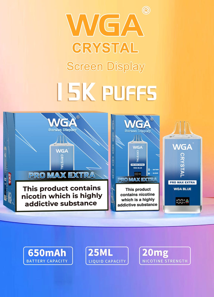 WGA Crystal Pro Max Extra 15k Puffs Disposable Vape Box of 10 - Vapingsupply